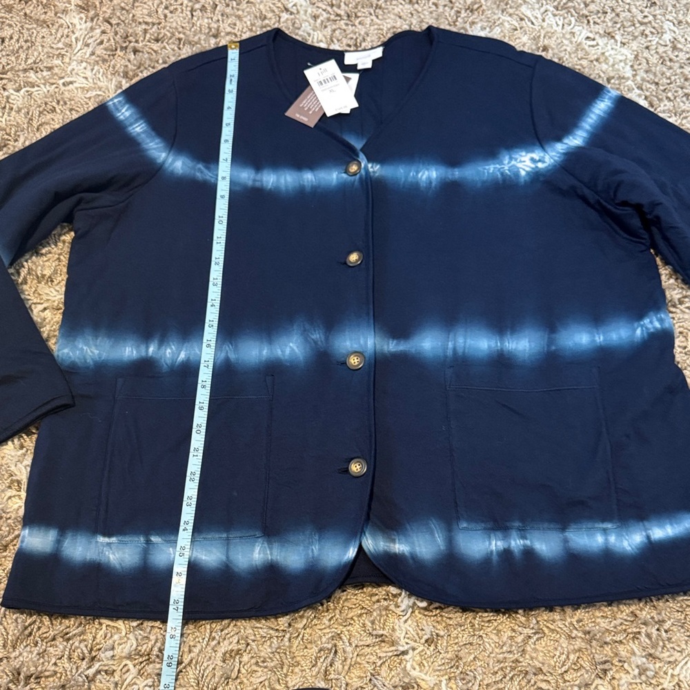 NWT J. Jill Pure Jill Navy Blue Tie-Dye Button-Up Cardigan size XL - Picture 14 of 17